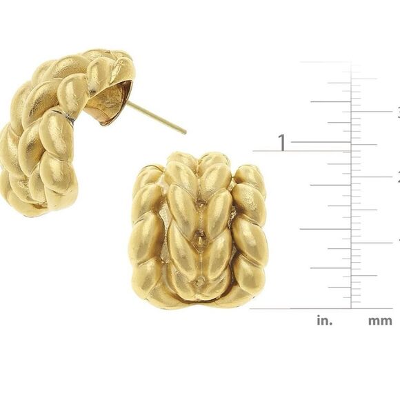 SUSAN SHAW Gold Sculptural Textured Earrings - Picture 3 of 4